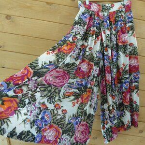 Zachi Mozaic Floral Waistband Pull On Wide Legs Palazzo Pants Gypsy Hippie OS